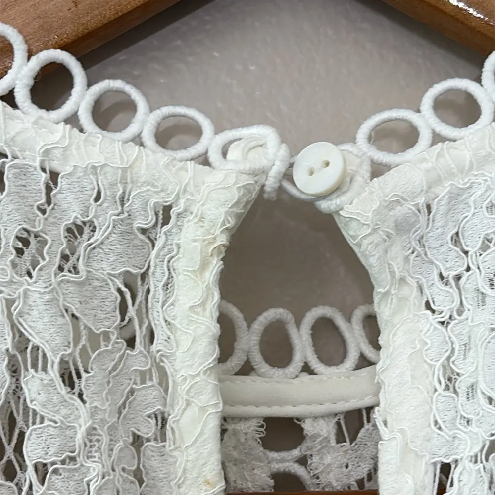 HEARTLOOM Cammie Sleeveless Lace Mini Dress Tulip Hem Eggshell White Size Small - Image 10