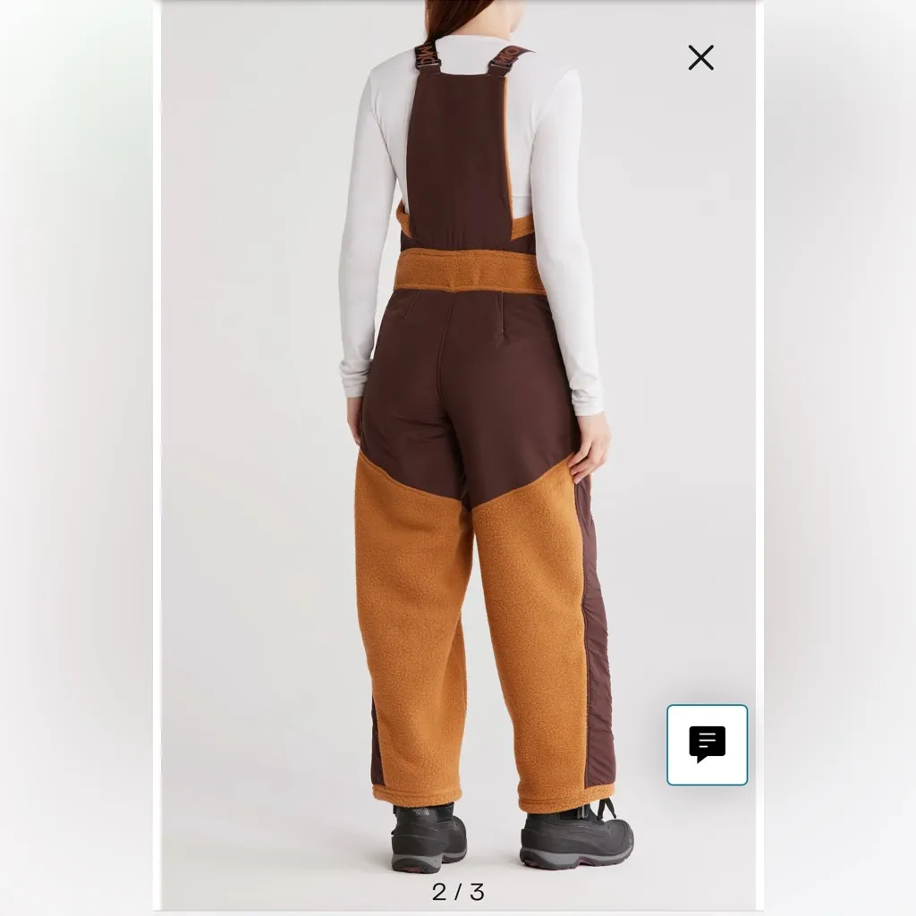Free People Movement Hit the Slopes High Pile Fleece Snow Bibs Sz S - Image 2