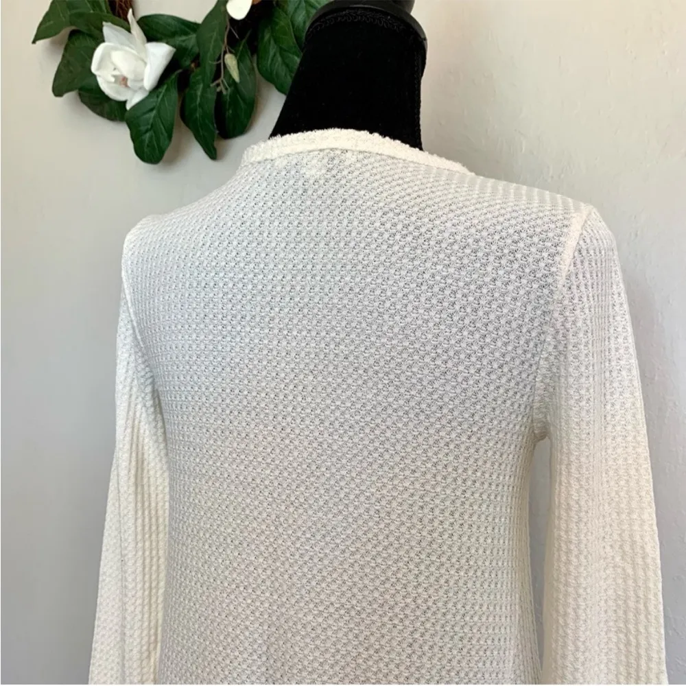 Anthropologie Eri + Ali Cream Waffle Knit Peplum Top XS - Image 10