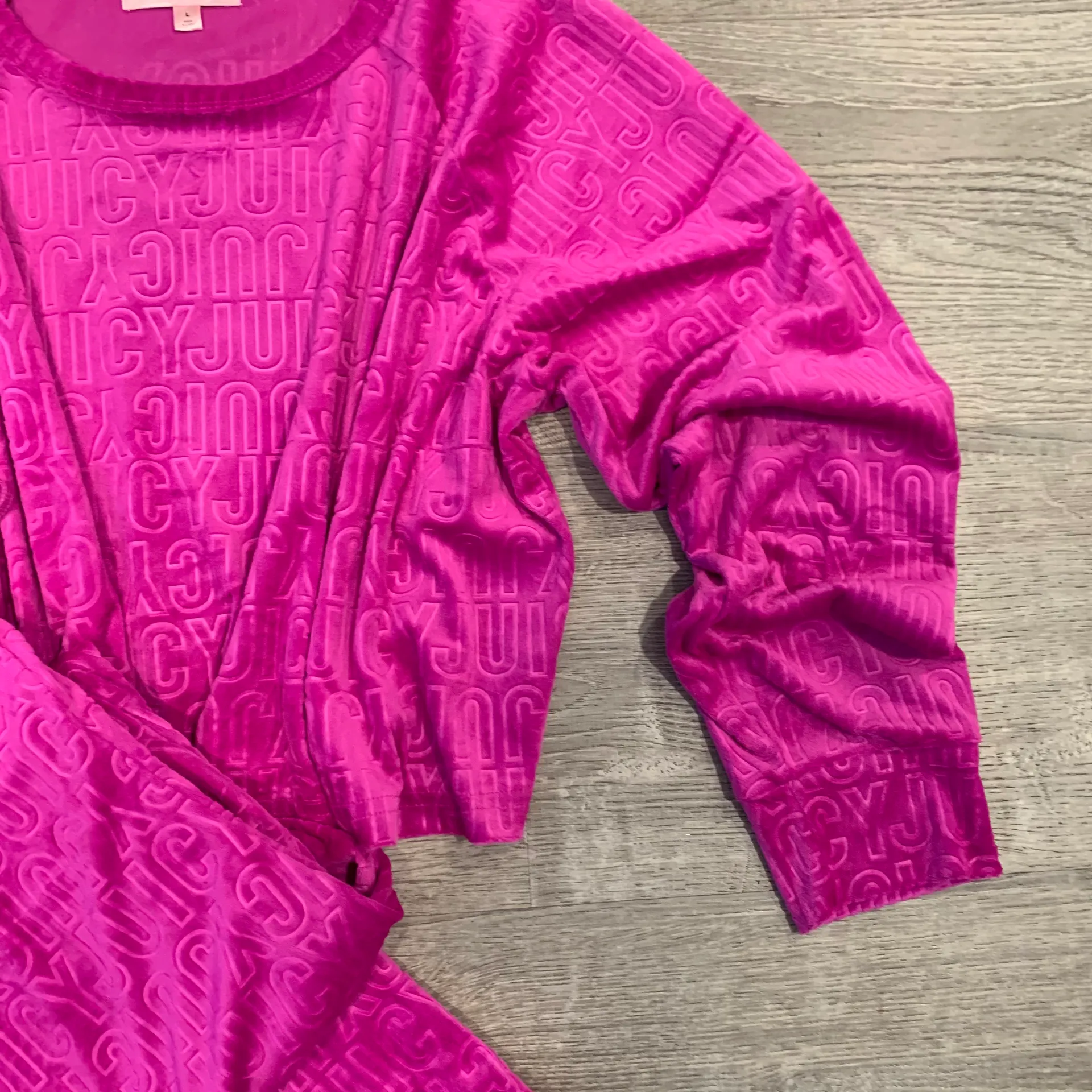 NWT  Magenta 2 Piece Pajama Loungewear Set Velour - Image 2