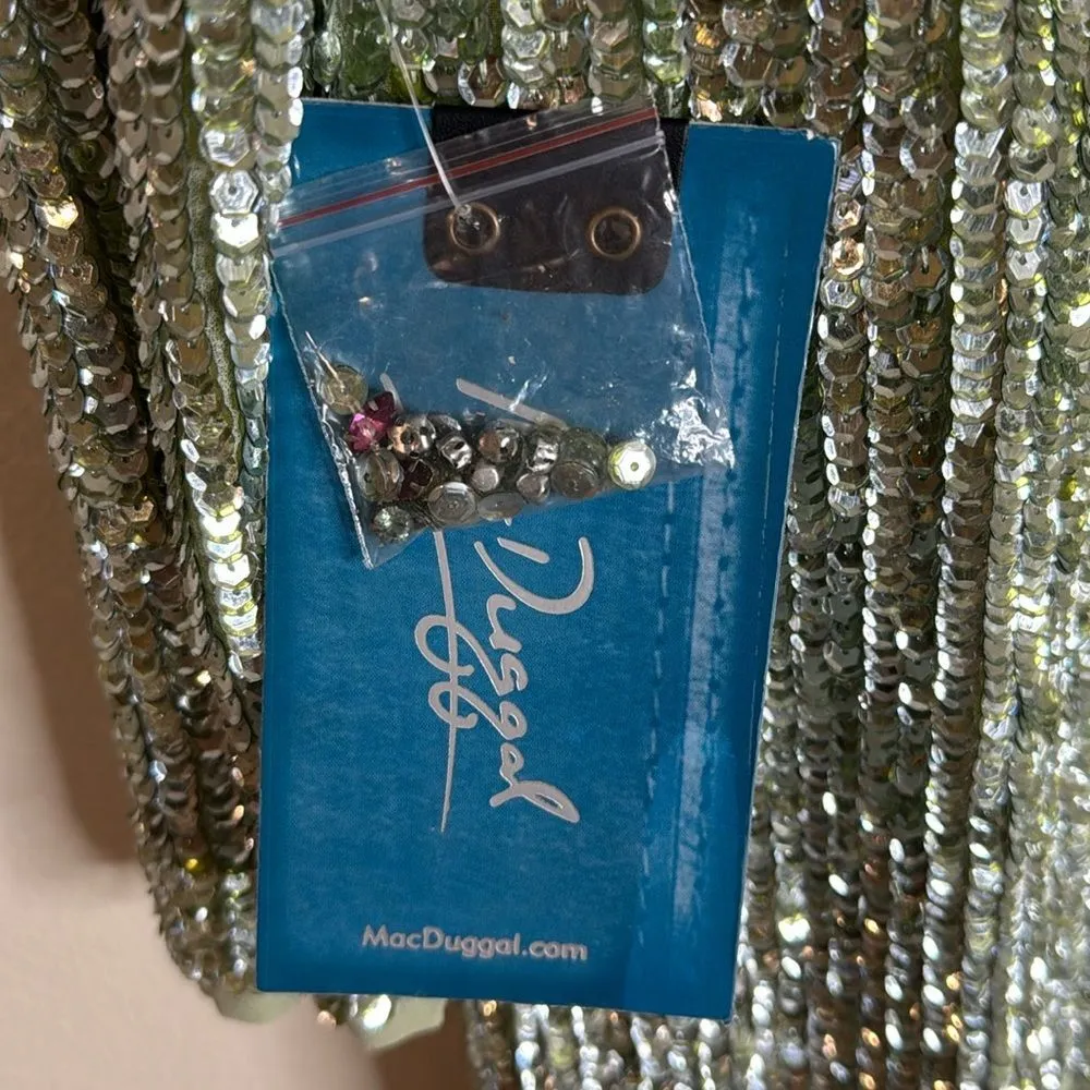 MAC DUGGAL 93568 Sage Green floral tea length  Dress Embellished Long Sleeve 18 - Image 10