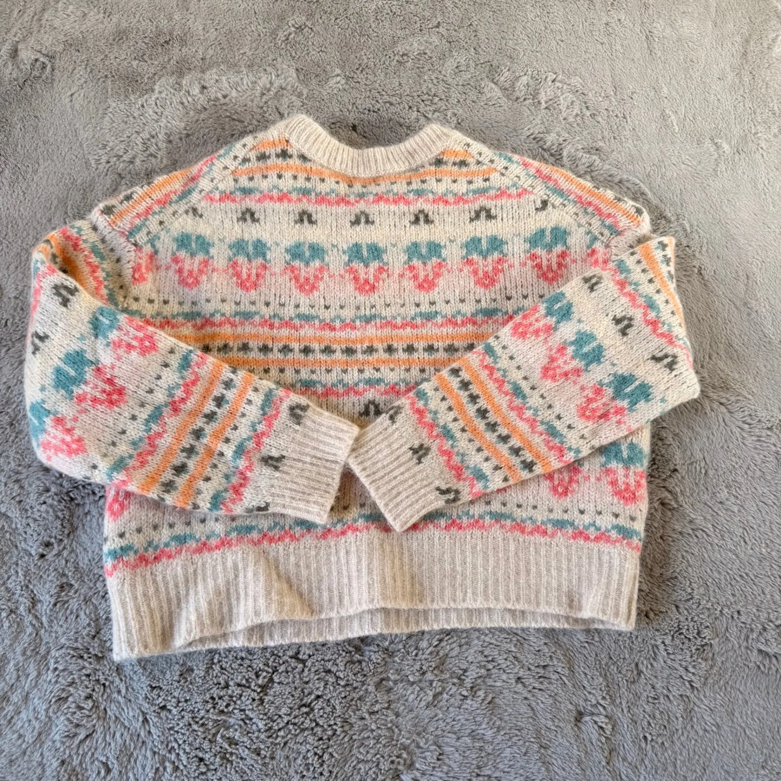 CLOSED Maglia con Lavorazione Fair Isle Sweater Jacquard Chunky Alpaca L $425 Pink Size L - Image 8