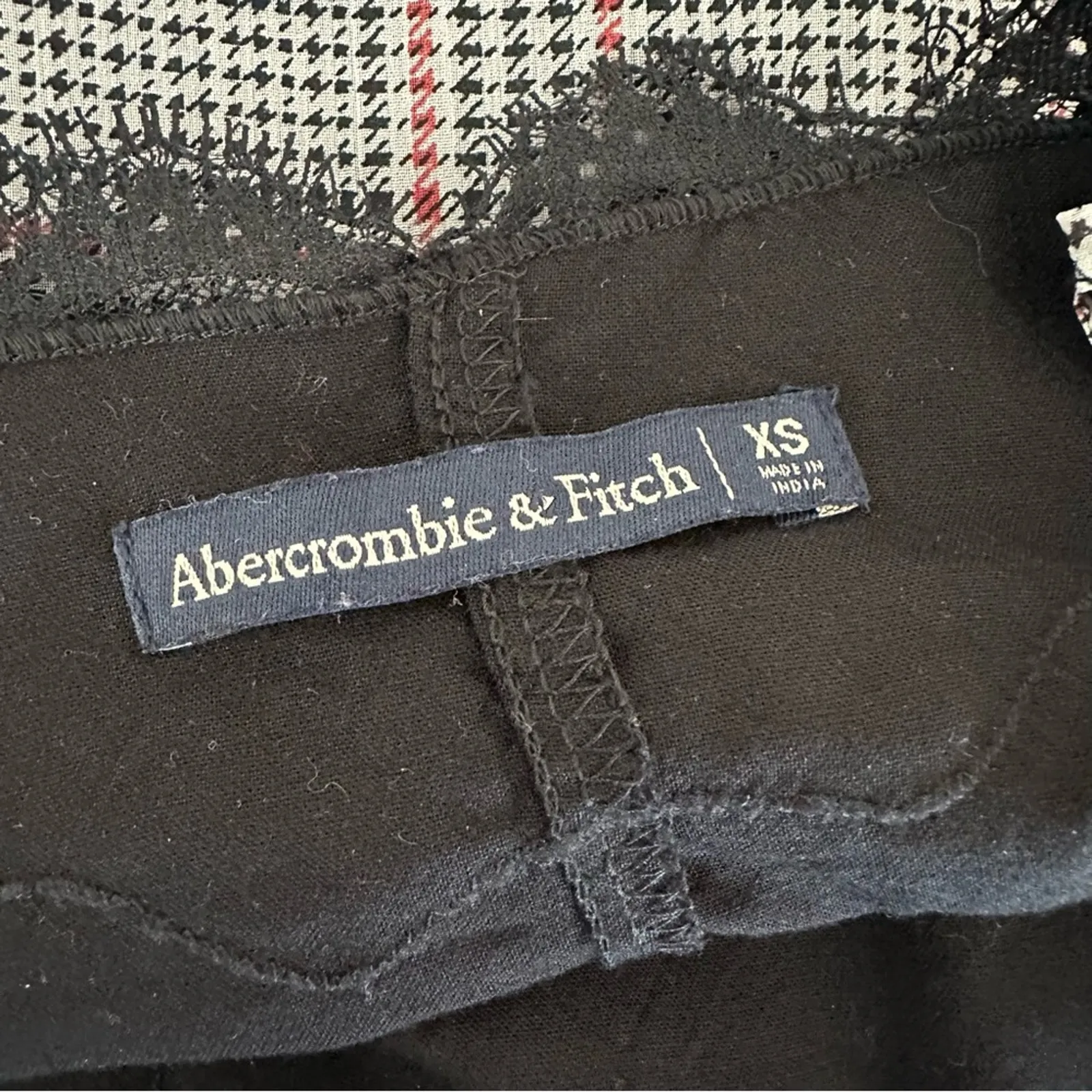 Abercrombie & Fitch Womens Lace Trim Tank Top Grunge Punk Houndstooth Y2K‎ XS - Image 6