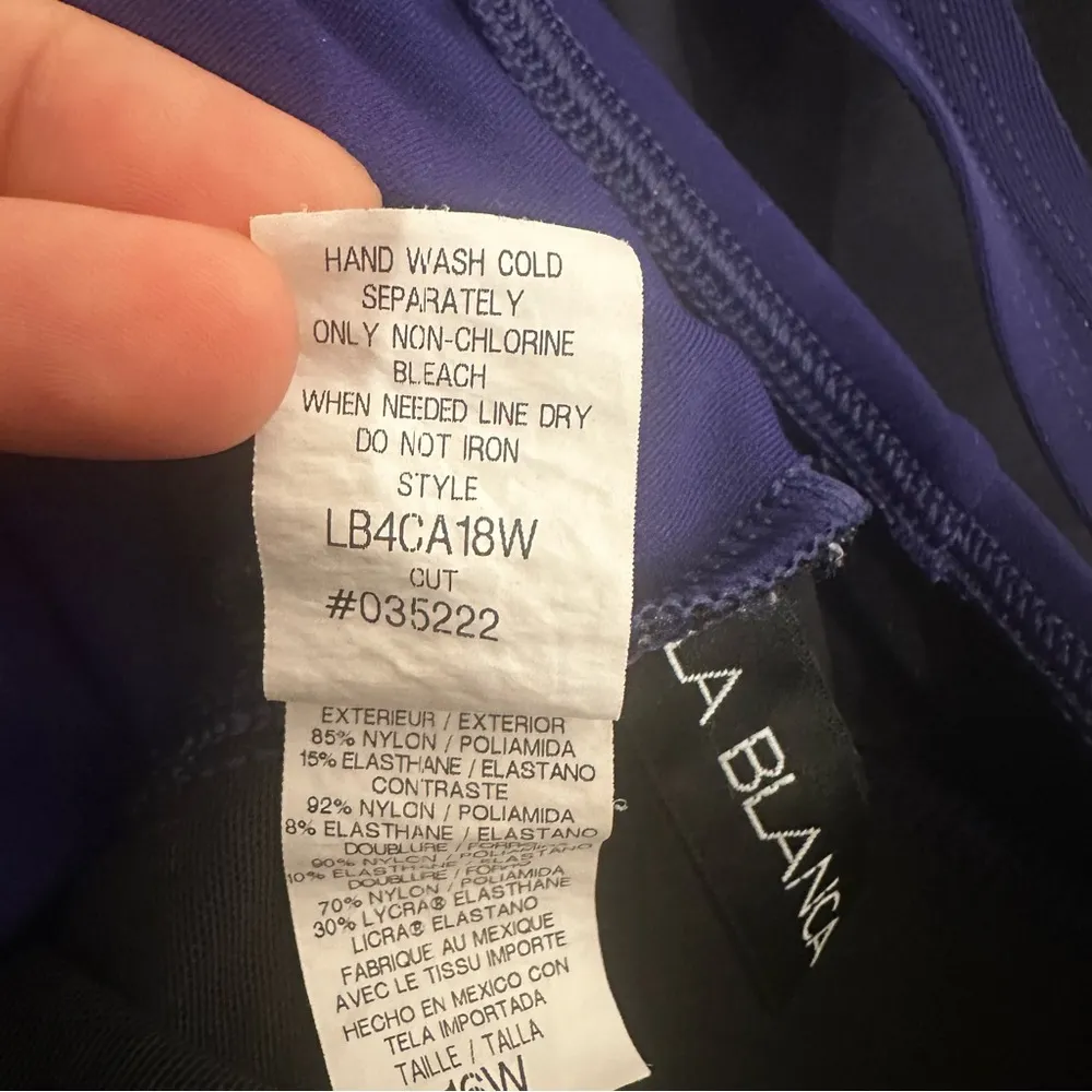 La Blanca Blue Ruched Sweetheart Neck Island Goddess One Piece Swimsuit Sz 16W - Image 10