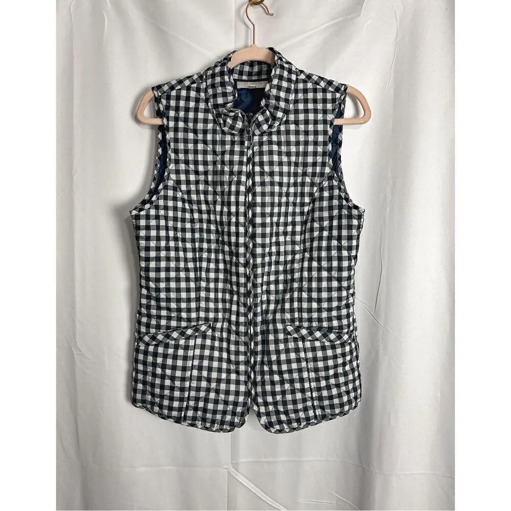 Talbots navy and white checkered vest - Image 15