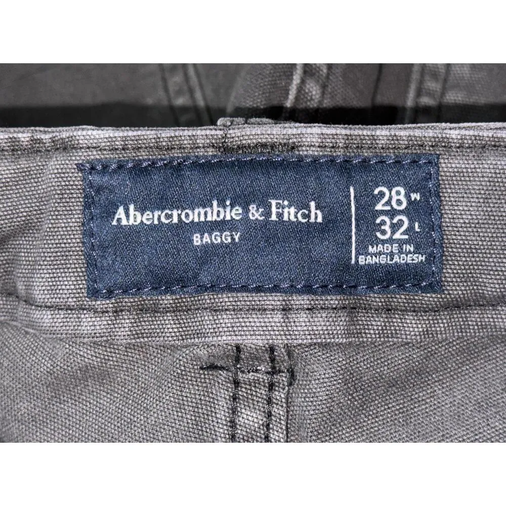 Abercrombie & Fitch Baggy Black Denim Cargo Pants Utility Pants Size 28W x 32L - Image 3