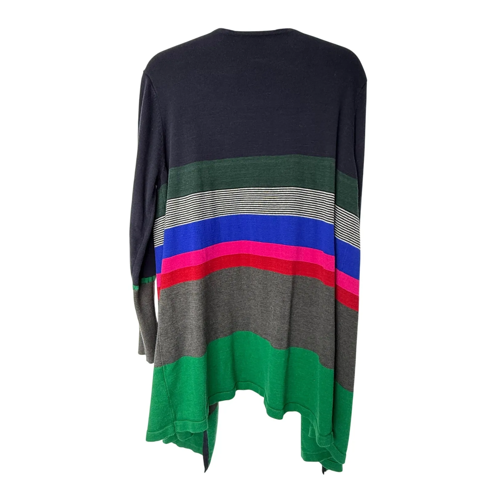 Anthropologie Lili’s Closet Striped Open Front Cardigan L Navy Multi Colorblock Blue Size L - Image 4