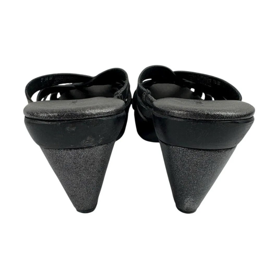 *Matisse Slip On Strappy Heels Womens Size 7.5 Black Metallic Edgy Dark Romantic - Image 4