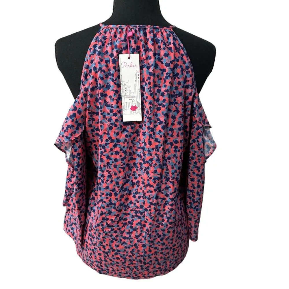 NWT! Parker Dahlias Floral Ruffle Halter Neck Blouse - Size Medium - Image 5