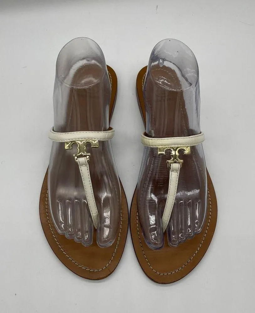 Tory Burch 'T' Logo Leather Thong Sandal - White - 9 - Image 2