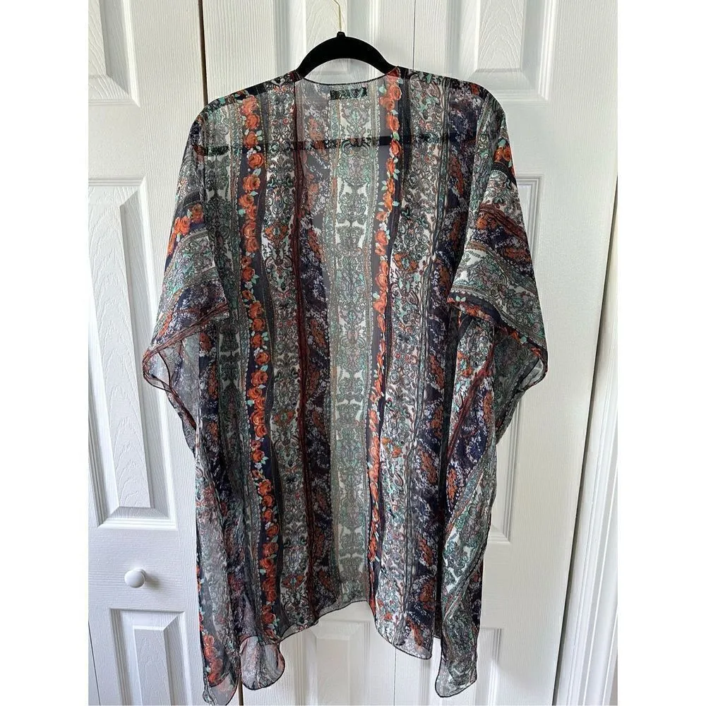 Millau Boho Short Sleeve Kimono Blue - Image 6
