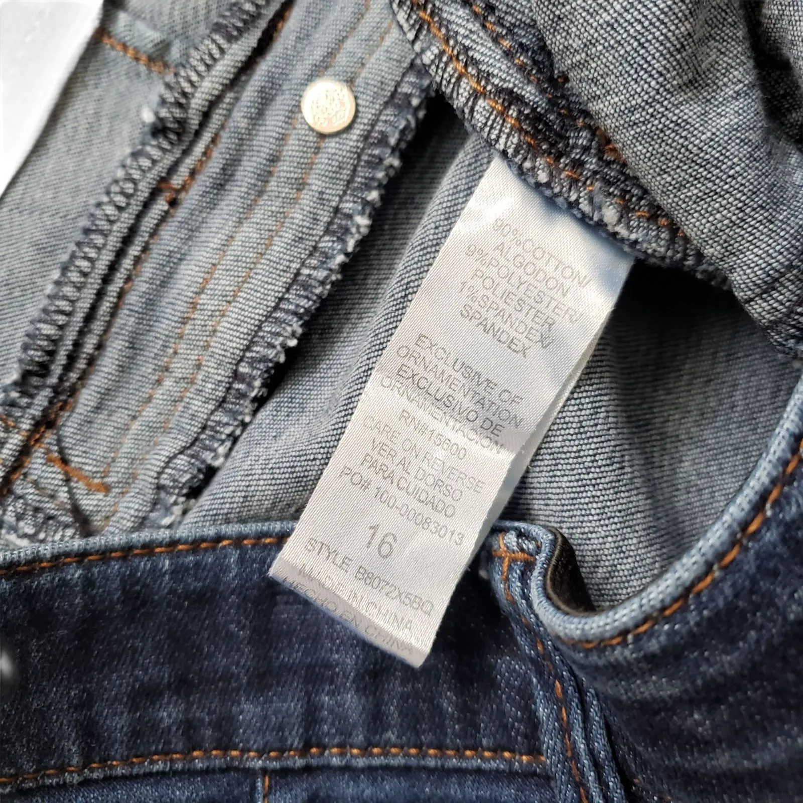 Democracy Ab Solution Jean Shorts Womens 16 Blue Denim High Rise Cuffed Stretch - Image 4