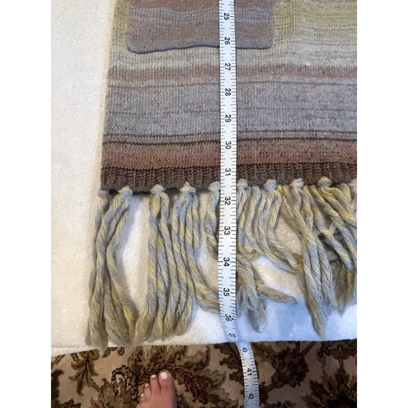 Women's Boho Southwestern turtleneck sweater MEDIUM Longline asymmetric open Gray - Image 6