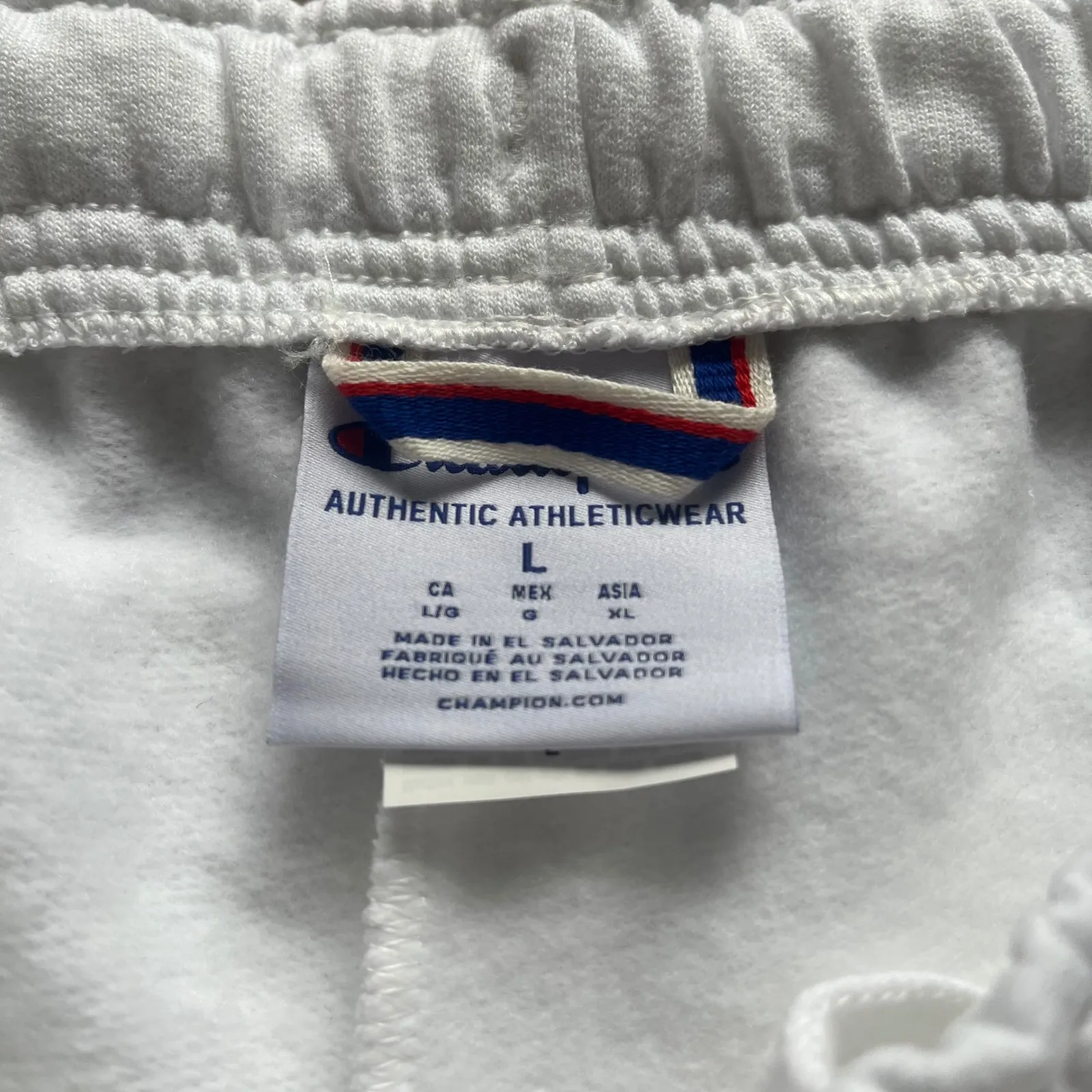 Champion Women White Athletic Sweat Shorts Elastic Waist Logo Loungewear Size L - Image 7