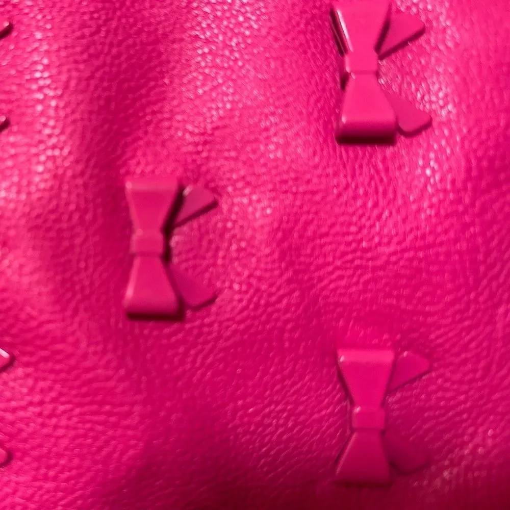 Betsey Johnson  Hot Pink Bow Tie Crossbody Purse With Chain Strap - Image 2