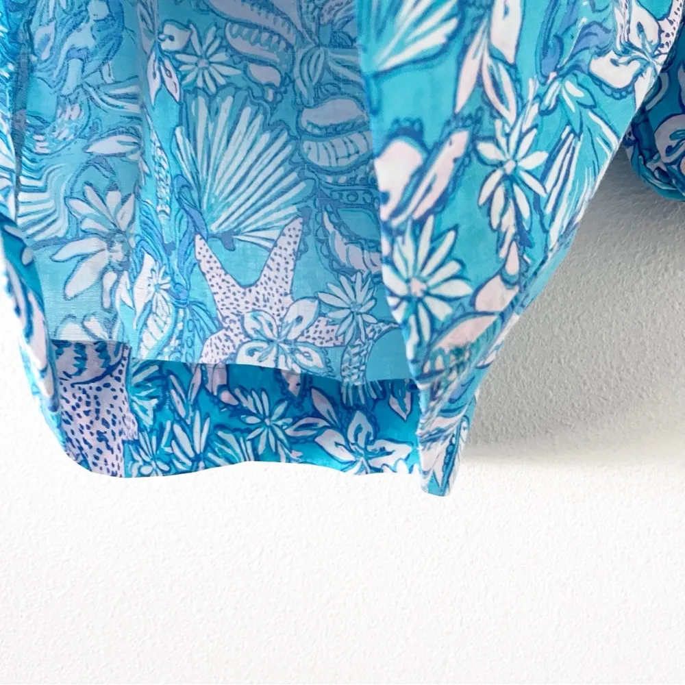 Lilly Pulitzer Maleigh Elbow Sleeve Linen Top in Amalfi Blue - Image 6