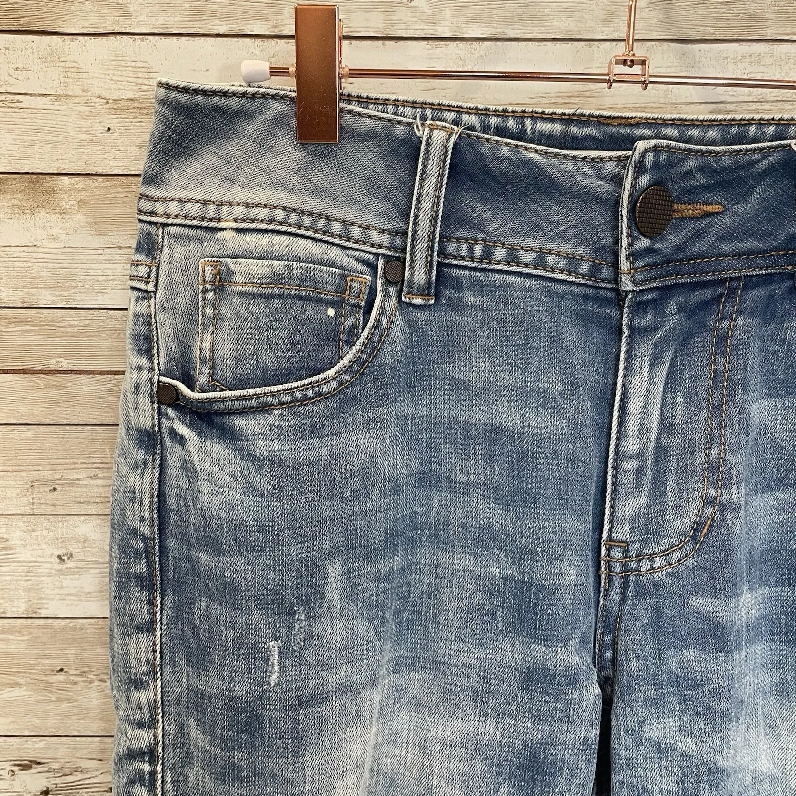 Cabi Womens 4 Jeans #5492 Cinch Skinny CARPENTER WASH Stretch Ankle Raw - Image 2