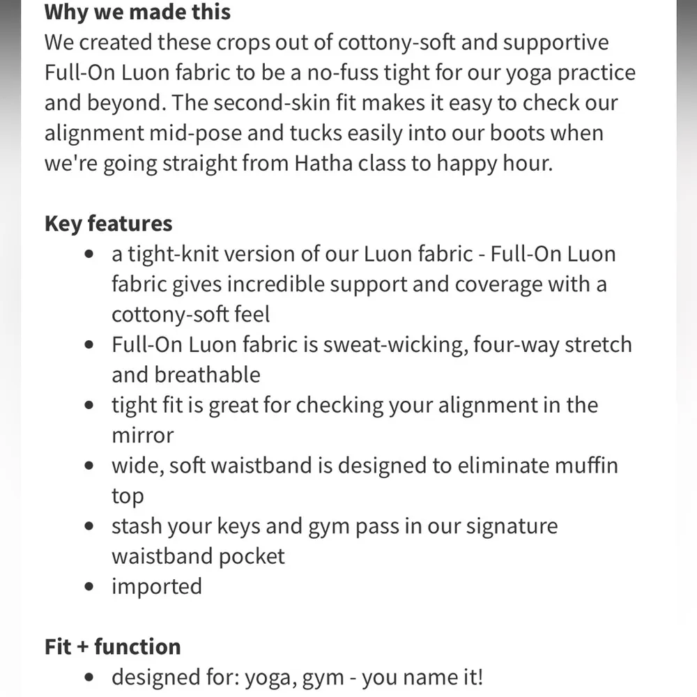 Lululemon Wunder Under Crop full on Luon size 8 in inkwell - Image 3