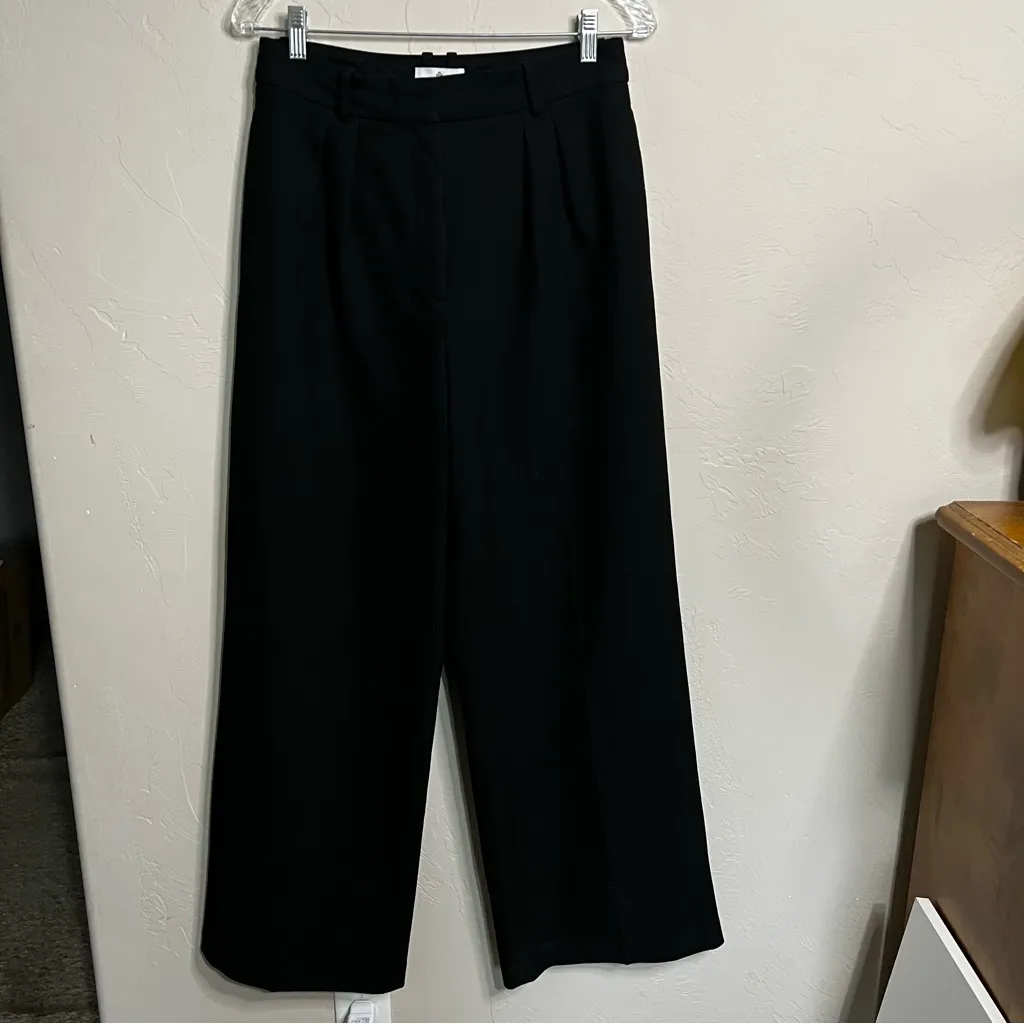 Babaton Aritizia Founder Black High Rise Pleated Wide Leg Pants - Image 5