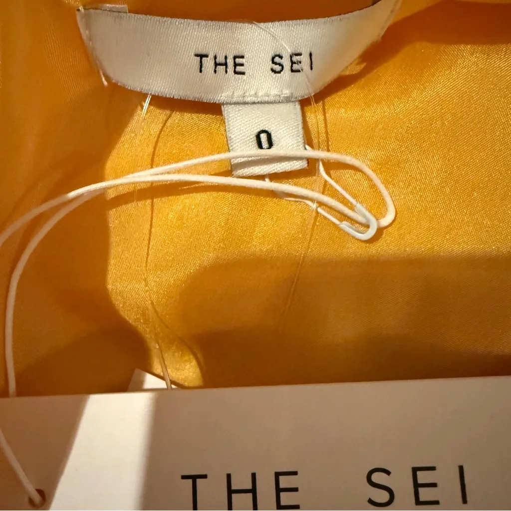 The Sei 100% Silk One Shoulder‎ Ruched Mini Dress in Yolk Yellow Orange Sz 0 NEW - Image 7