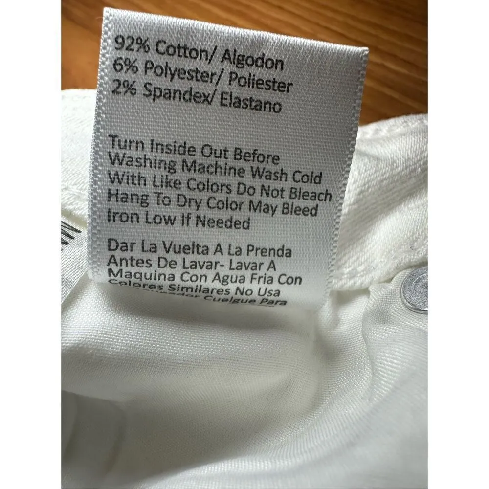 Risen Los Angeles High Rise Distressed White Wide Leg Dad Jeans Sz 28 White - Image 12