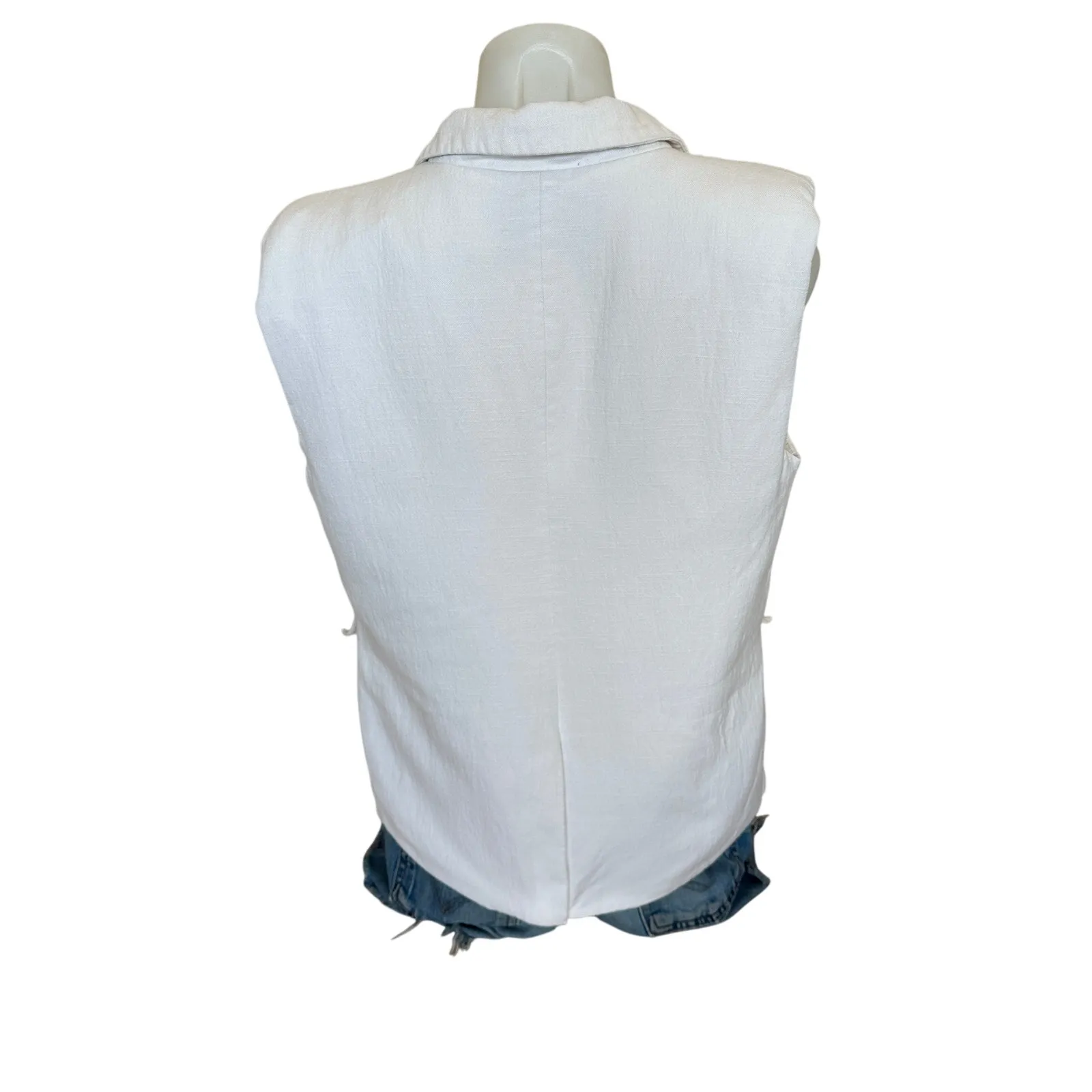 Endless Rose White Linen Blazer Vest SMALL Boxy Oversized Career Suiting $130 - Image 9
