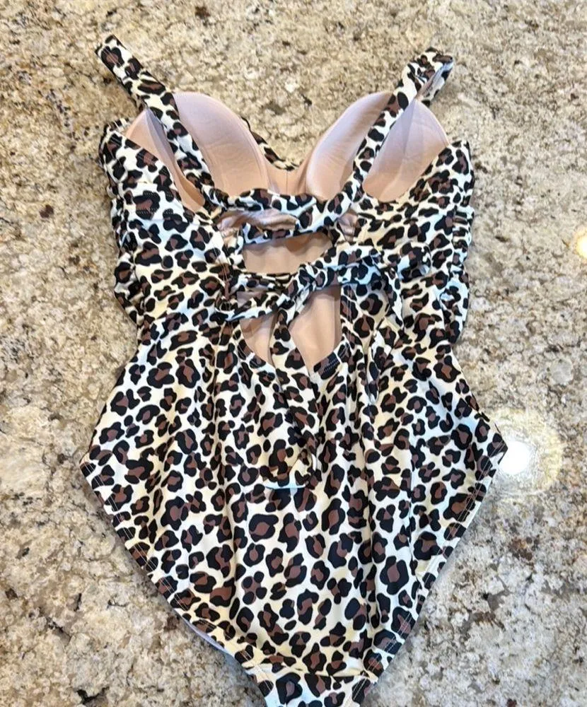 Kona Sol •  Leopard Print One Piece Swimsuit • Size Large - Image 3