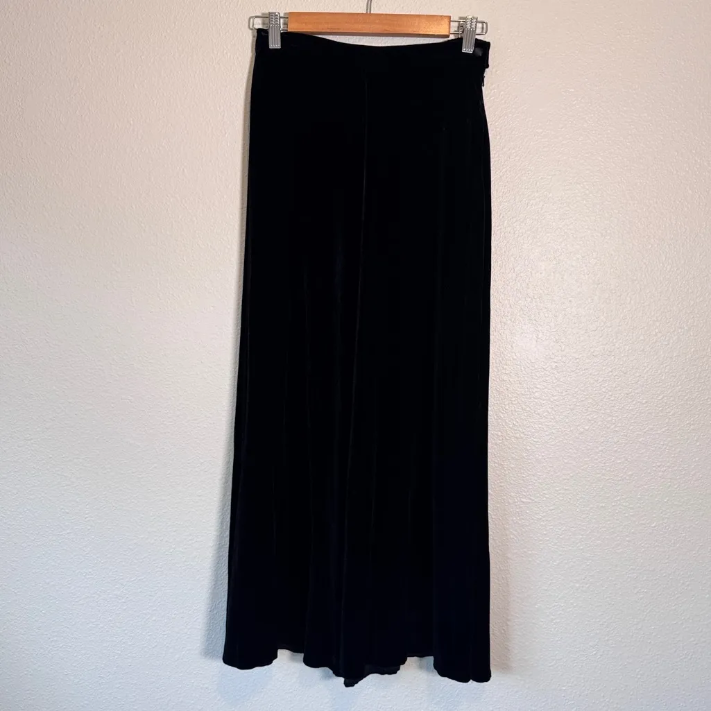 Vintage 90s Black Velvet Maxi Skirt Womens S Silk Blend Witchy Whimsigoth Fall - Image 2