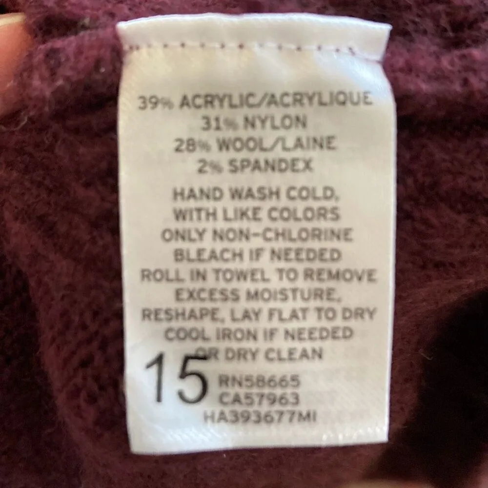 Halogen  Burgundy Turtleneck Wool Blend Sweater Size Small‎ (M1) - Image 5