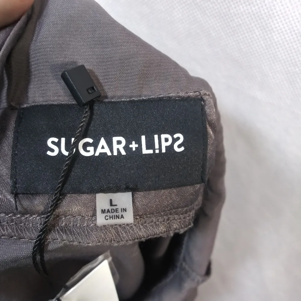 Sugar + Lips Charcoal Gray Slip Dress Sleeveless Size L - Image 7