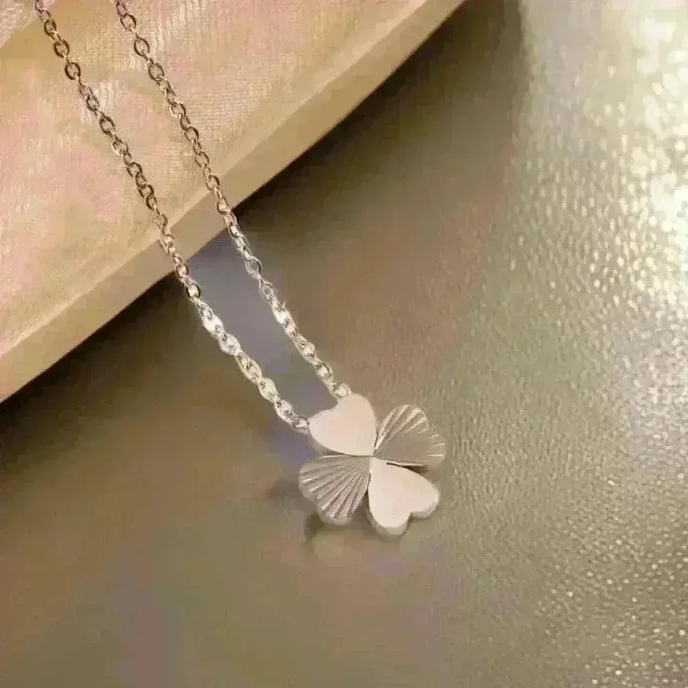 Darla Four Leaf Clover Pendant Necklace in Silver - Image 6