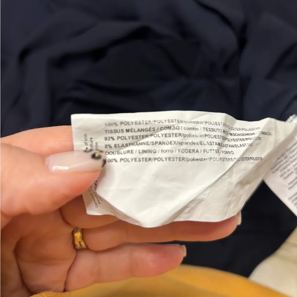 Joseph Ribkoff Sleeveless Navy Blue Sheath Overlay Dress Size 14 Large - Image 7