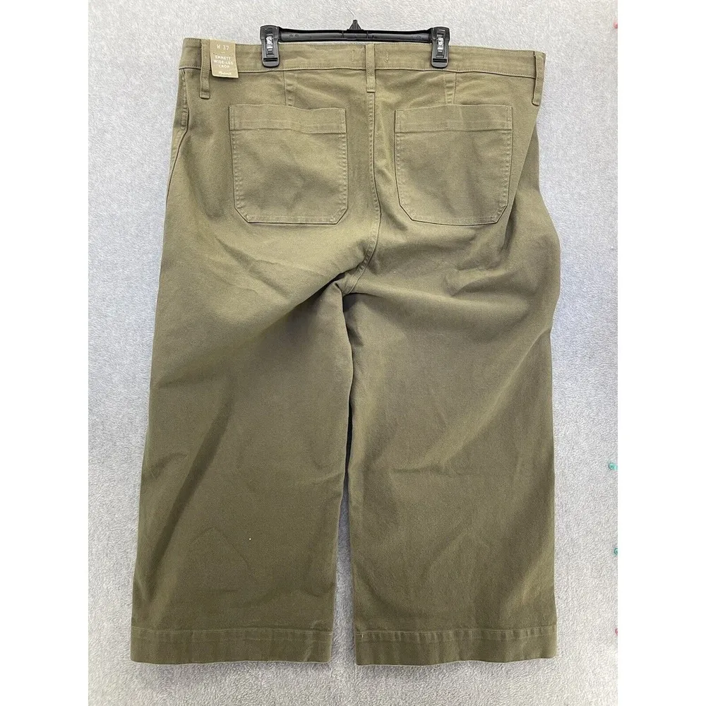 Madewell Women's Emmet Wide Leg Cropped Pants Olive Green Size 37 Cotton - Image 3