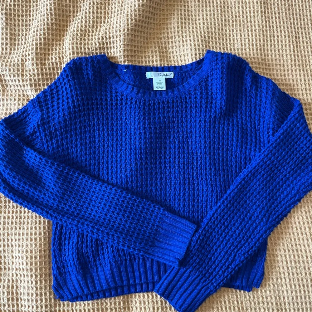 Say What? Blue knit cropped sweater - Image 2