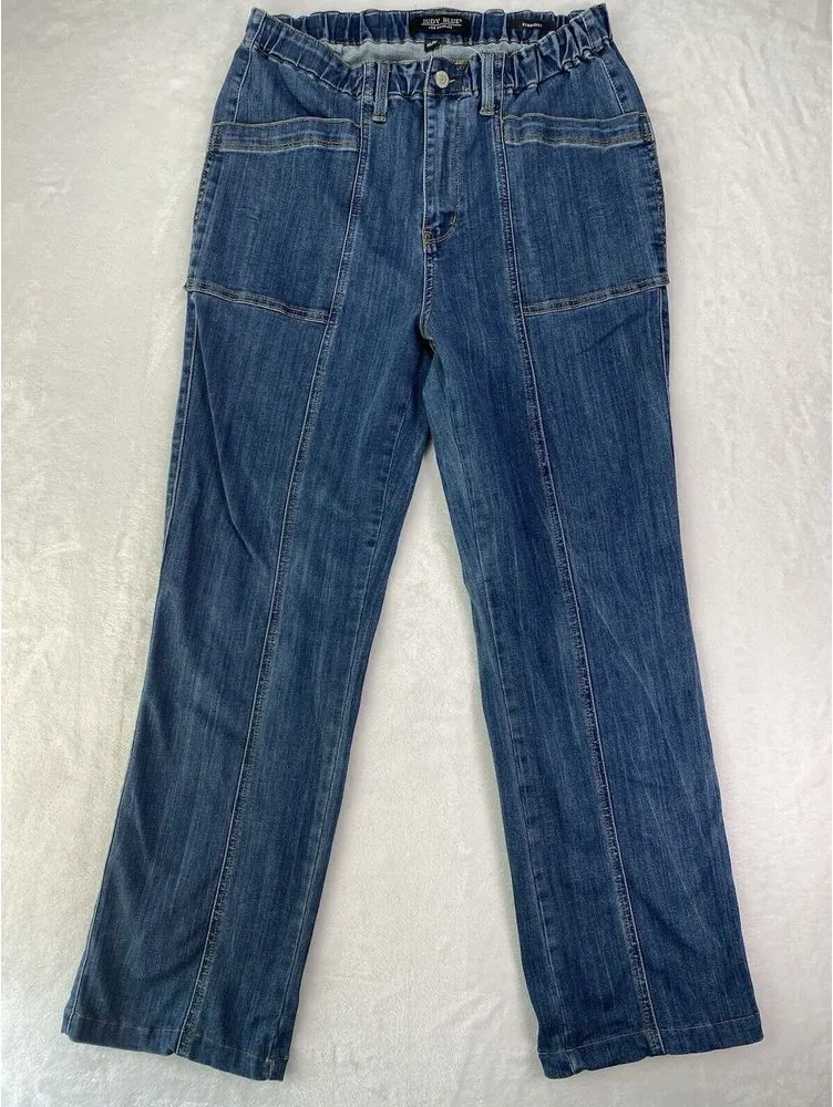 Judy Blue Sz 11/30 High Rise Straight Leg Jean Womens Medium Wash Big Pockets - Image 1