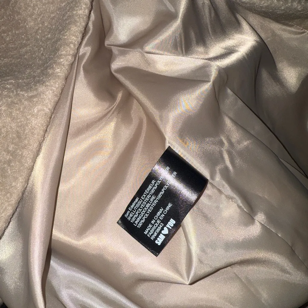 NWOT Sam Edelman Bouclé Teddy Long  Coat in Beige XXL - Image 5