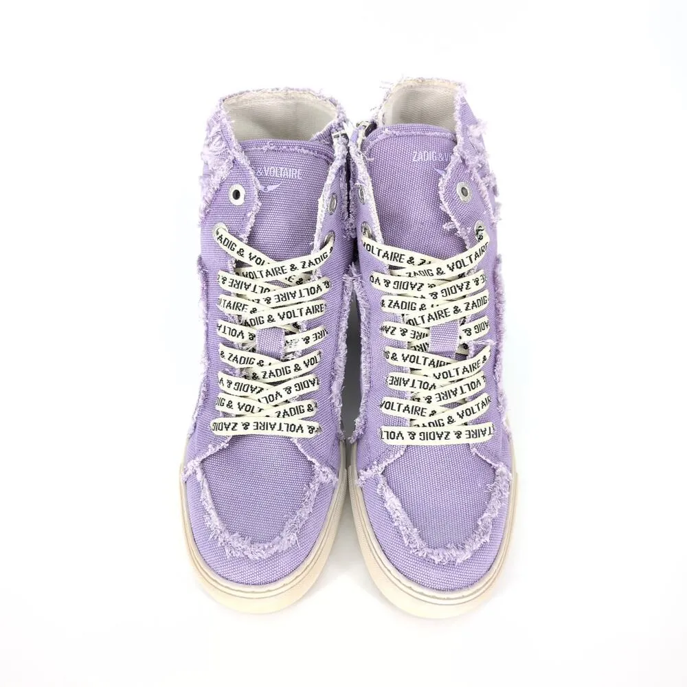 ZADIG & VOLTAIRE High Flash Canvas Sneakers in Boomerang Purple - Size 10 - NIB - Image 3