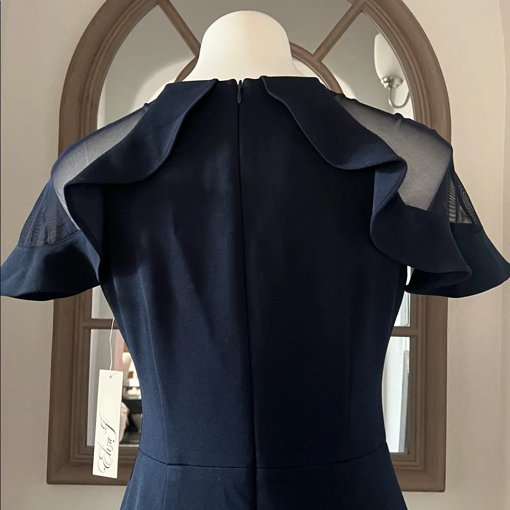 Eliza J. Mush Flutter Sleeve Maxi Dress in Navy, Size 6, NEW - Image 9