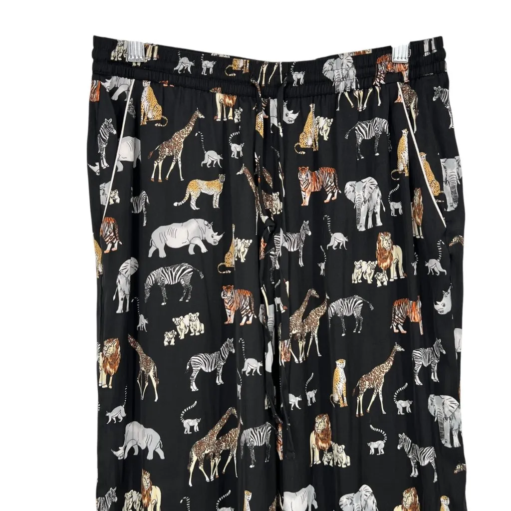Banana Republic Animal Safari Print Pajama Set Black Multicolor Size Medium - Image 7