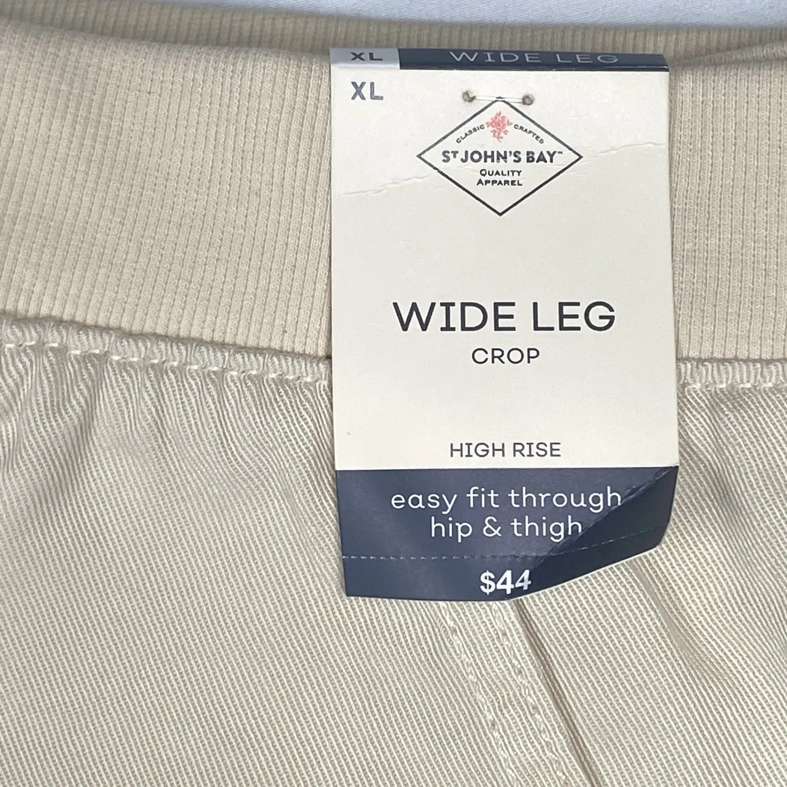 St John's Bay Wide Leg Crop Pants Women's Size XL Pull On Tencel Beige Birch - Image 2