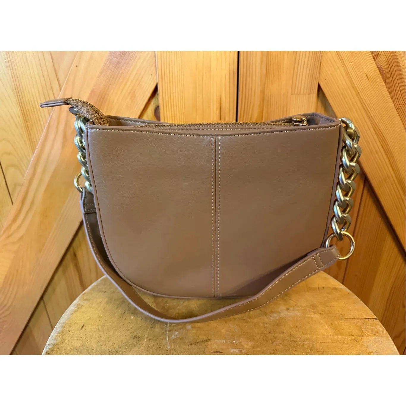 White House Black Market Cognac Chain Crossbody Bag nwt (6536) - Image 2