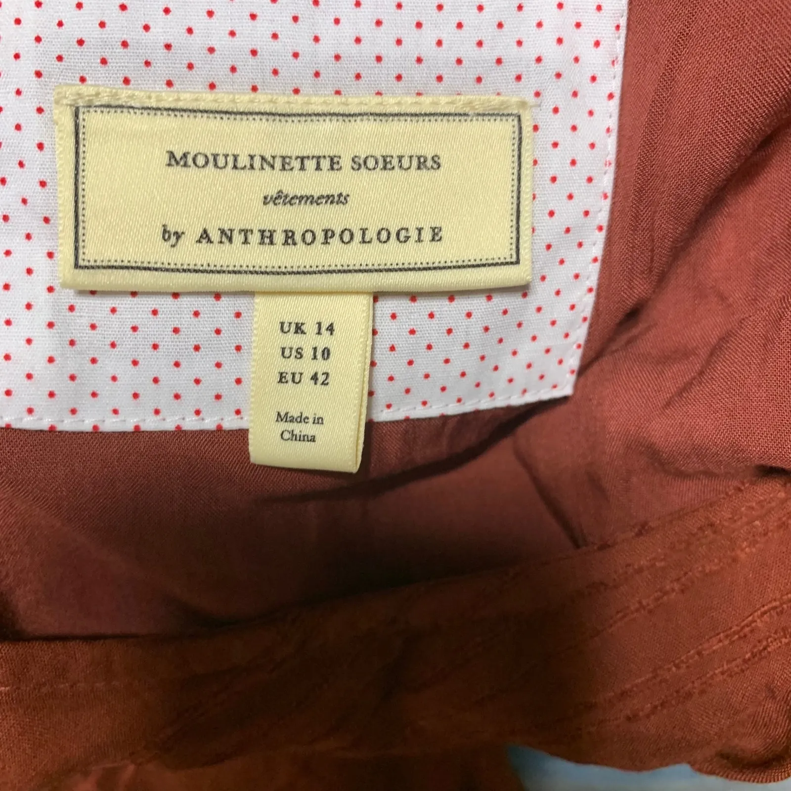 Anthropologie terra cotta fall midi dress size‎ 10 boho autumn wedding guest - Image 7