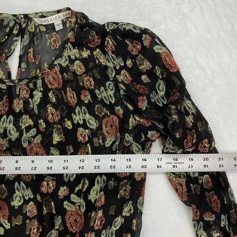 Veronica Beard Robin Sheer Dress Size 6 MSRP $650 - flaw on sleeve button hole - Image 3