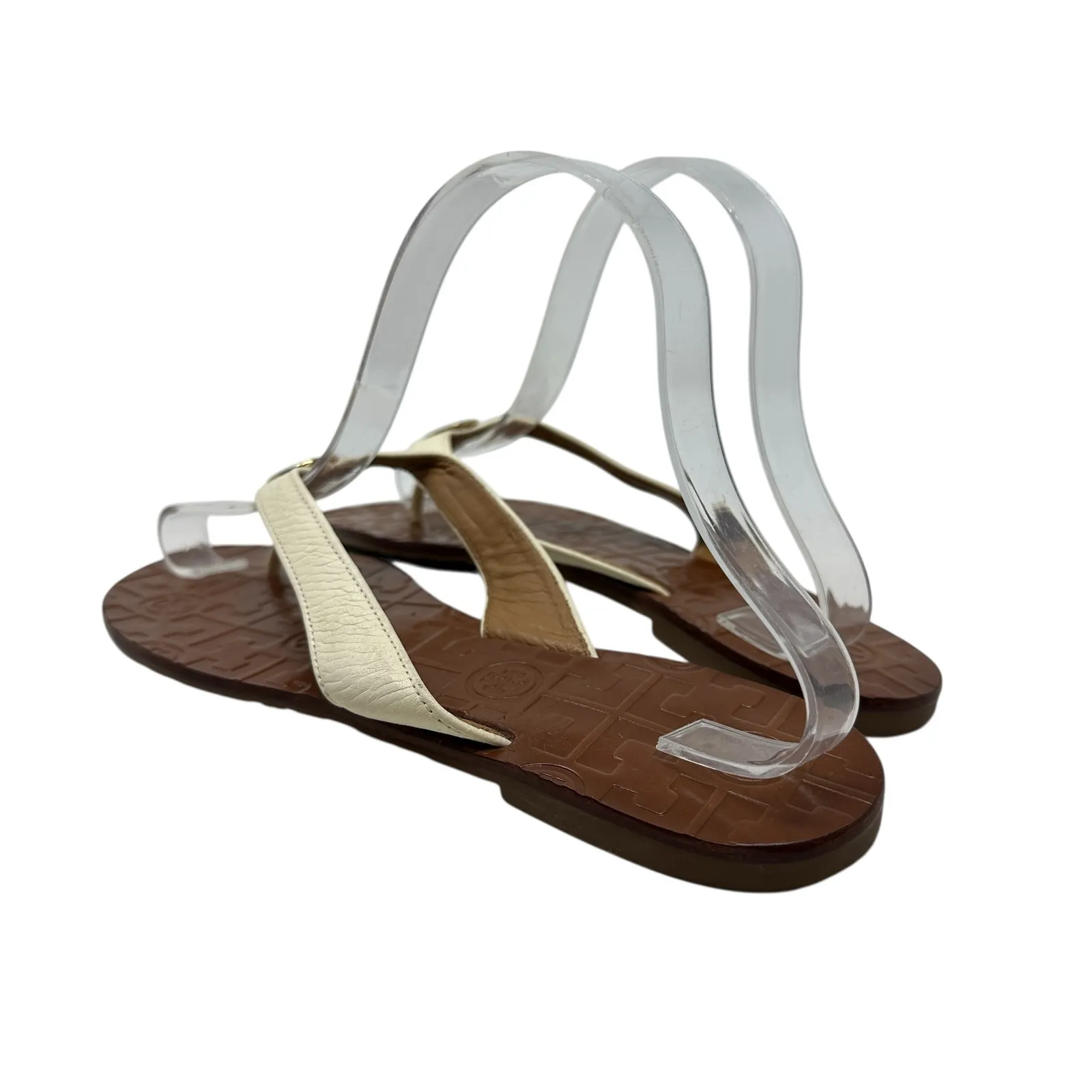 Tory Burch Thora Thong Sandals Flip Flops Patent Leather Ivory Gold Size‎ US 8 - Image 8