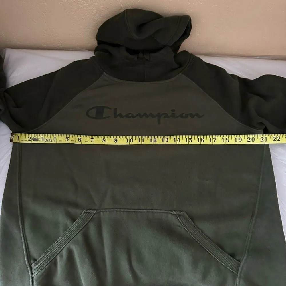 Champion Green Two Tone Hoodie Sweatshirt Size Medium - Image 7