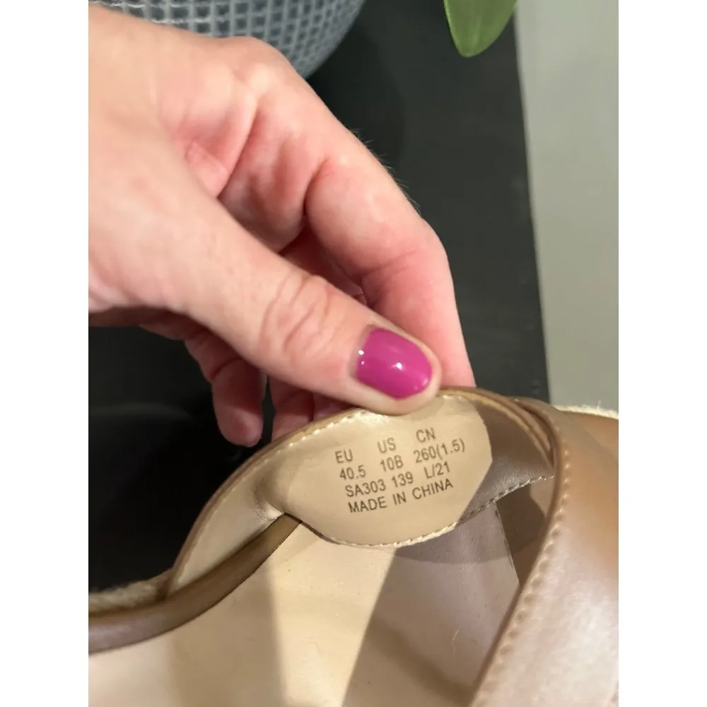 Stuart Weitzman Mykonos Espadrille Braided Leather Wedge Sandal Brown Womens  10 - Image 12