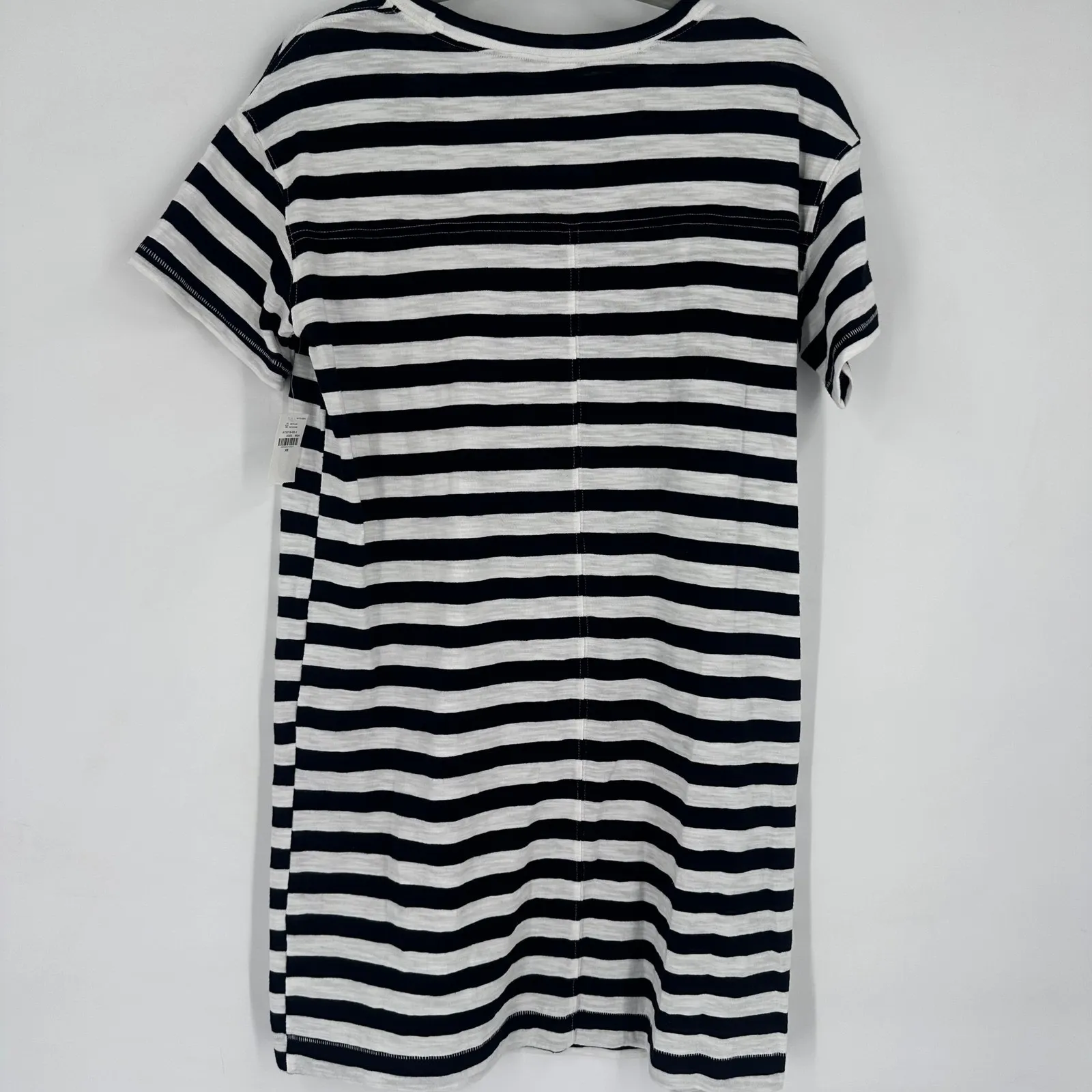 NWT Old Navy Womens XS Black White Loose Vintage Striped Slub-Knit T-Shirt Dress - Image 3