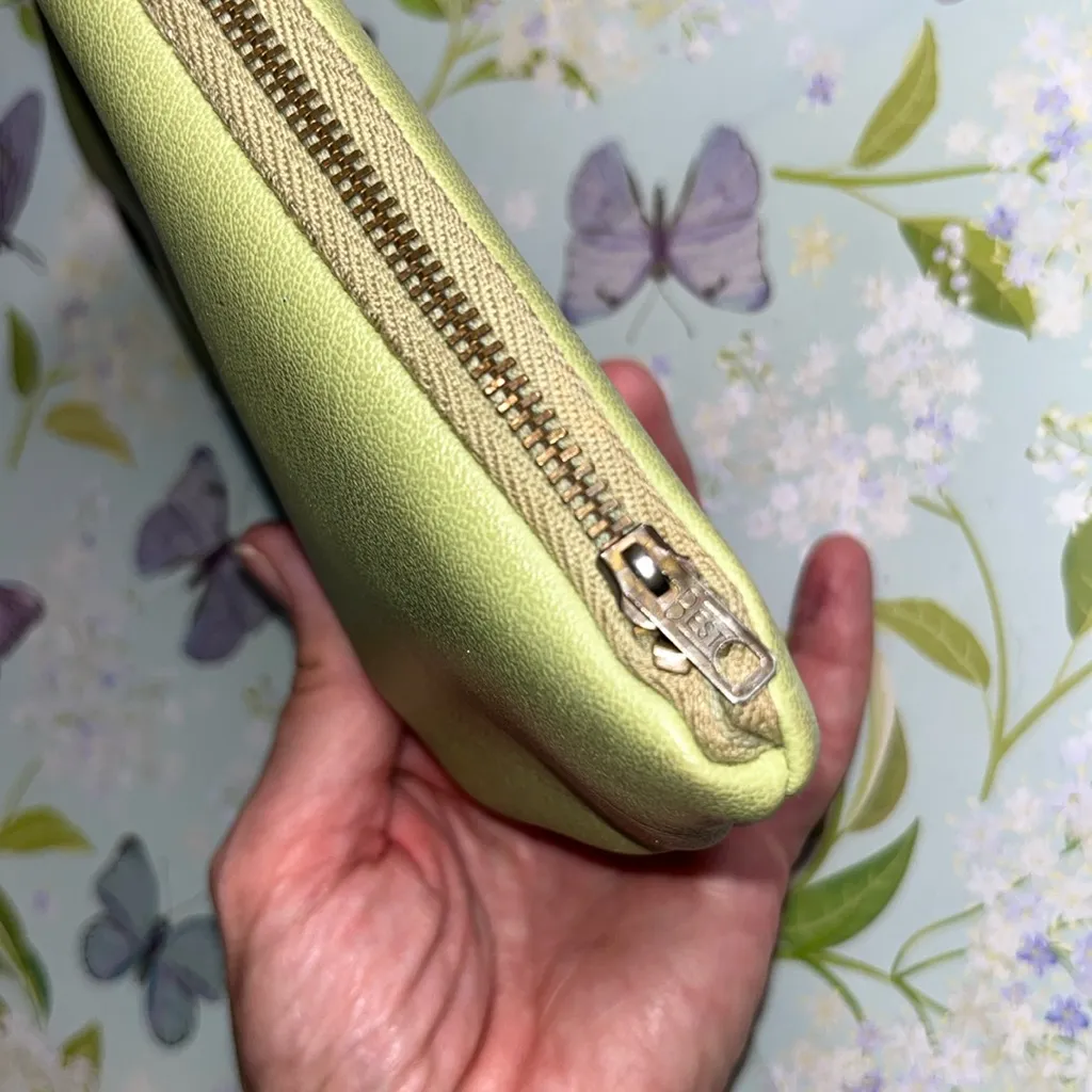 Vintage Leather Clutch purse • Grandma • lipstick • jewelry • evening • green - Image 5