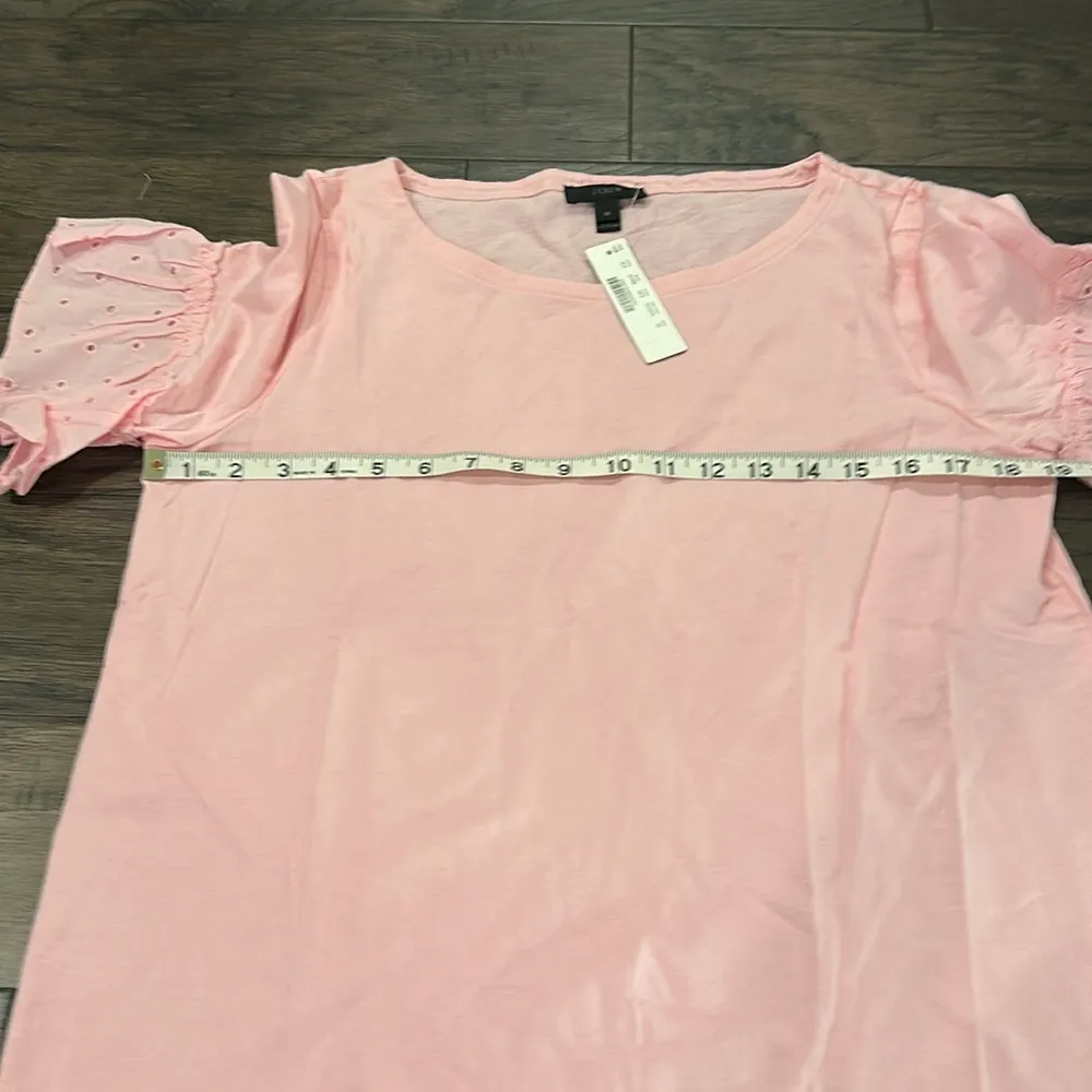 NWT JCrew Eyelet Sleeve Pink T Shirt Sz M - Image 6
