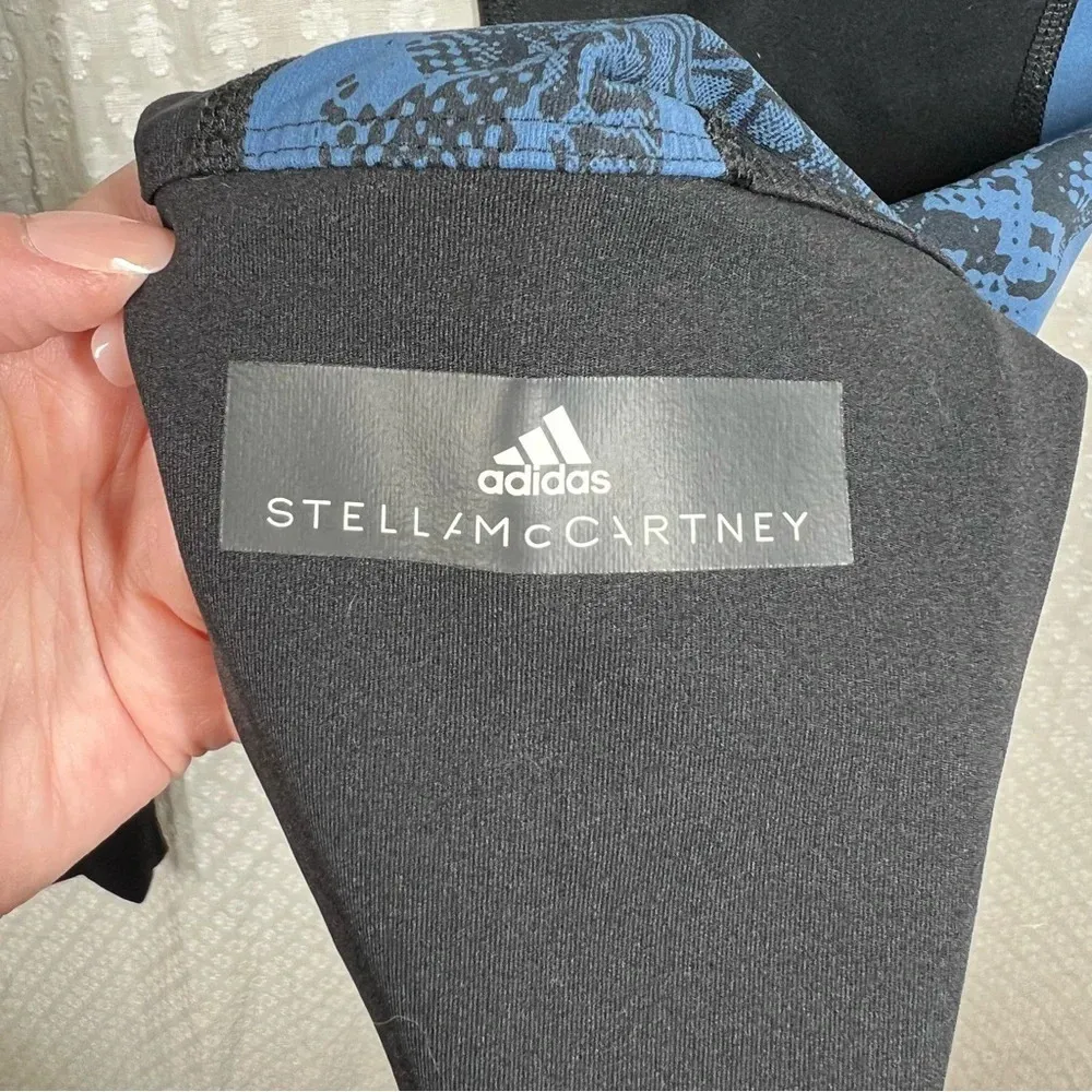 Stella‎ McCartney Adidas Black Blue Snake Print Panel Performance Leggings Size M - Image 4